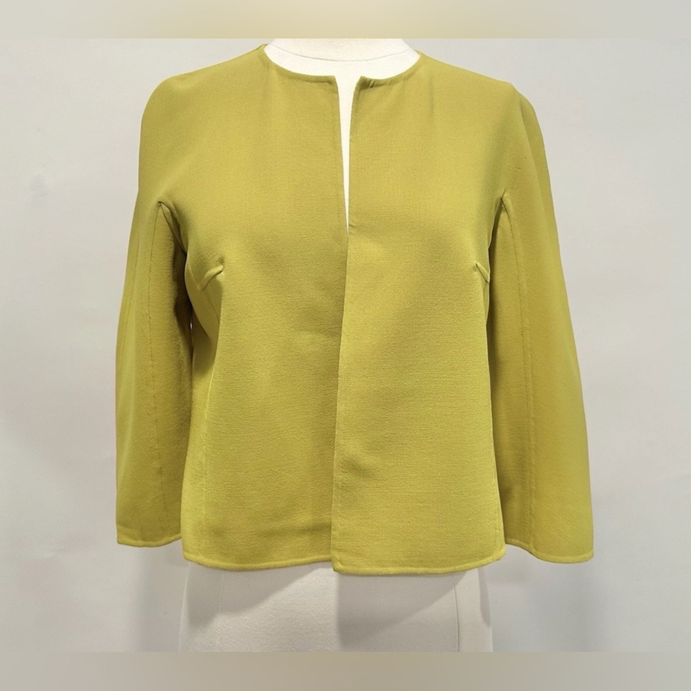 MICHAEL KORS COLLECTION Peridot Green Double Faced Wool Cropped Jacket 4